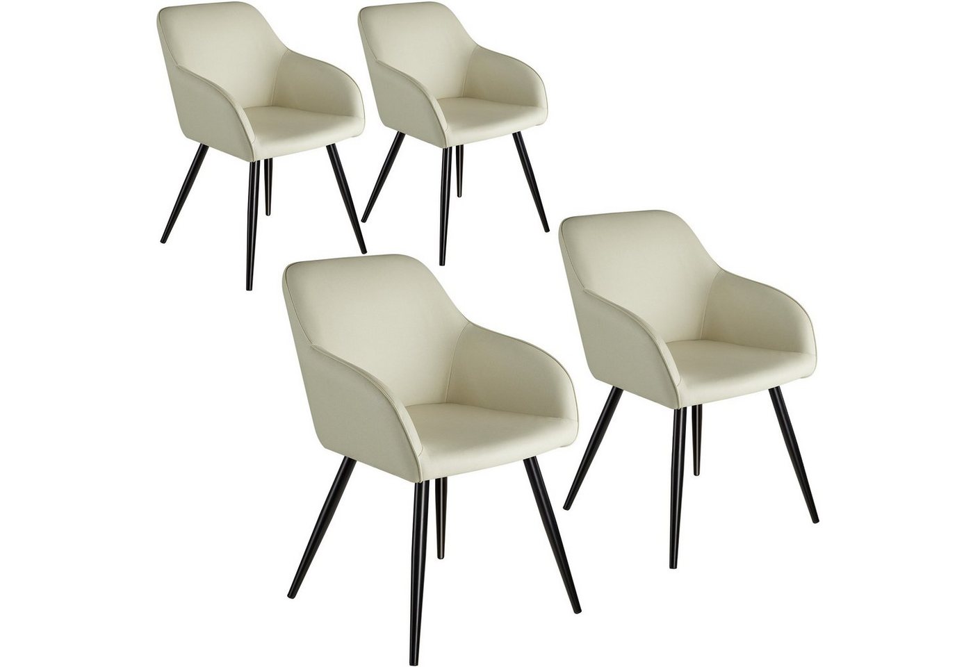 tectake Esszimmerstuhl 4er Set Küchenstuhl Marilyn Stoff, schwarze Stuhlbeine (Set., 4 St), Vielseitig verwendbar und kombinierbar von tectake