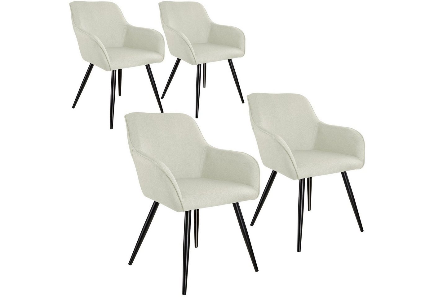 tectake Esszimmerstuhl 4er Set Küchenstuhl Marilyn Leinenoptik, schwarze Stuhlbeine (Set., 4 St), Vielseitig verwendbar und kombinierbar von tectake