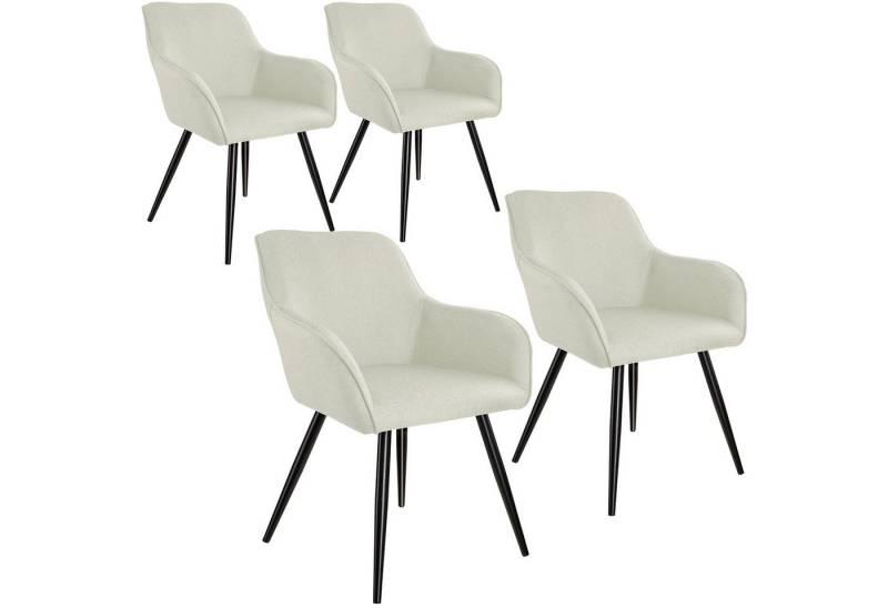 tectake Esszimmerstuhl 4er Set Küchenstuhl Marilyn Leinenoptik, schwarze Stuhlbeine (Set., 4 St), Vielseitig verwendbar und kombinierbar von tectake