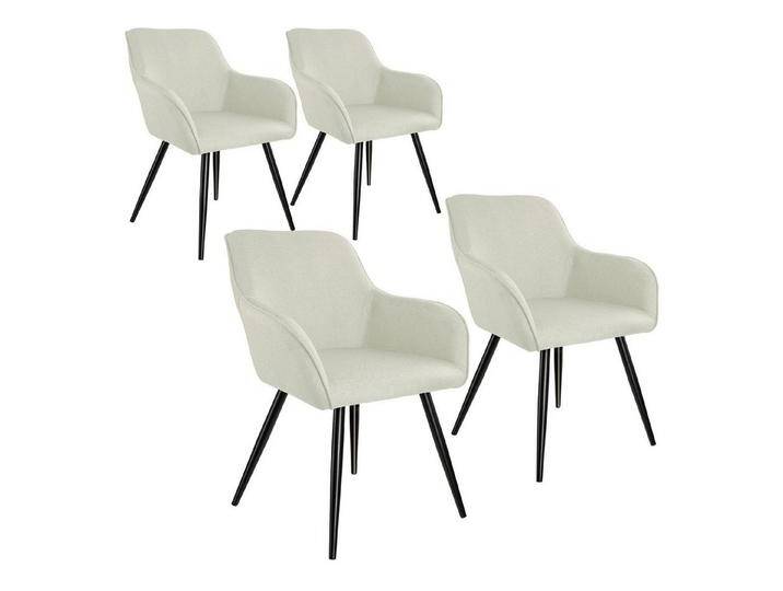 tectake Esszimmerstuhl 4er Set Küchenstuhl Marilyn Leinenoptik, schwarze Stuhlbeine (Set., 4 St), Vielseitig verwendbar und kombinierbar von tectake