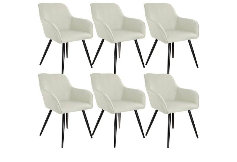 tectake Esszimmerstuhl 6er Set Küchenstuhl Marilyn Leinenoptik, schwarze Stuhlbeine (Set., 6 St), Vielseitig verwendbar und kombinierbar von tectake