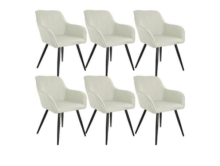 tectake Esszimmerstuhl 6er Set Küchenstuhl Marilyn Leinenoptik, schwarze Stuhlbeine (Set., 6 St), Vielseitig verwendbar und kombinierbar von tectake
