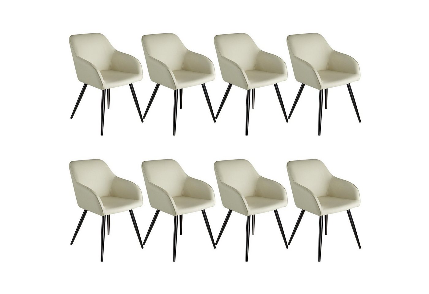 tectake Esszimmerstuhl 8er Set Küchenstuhl Marilyn Stoff, schwarze Stuhlbeine (Set., 8 St), Vielseitig verwendbar und kombinierbar von tectake