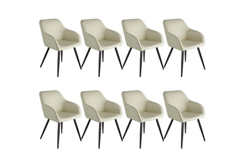 tectake Esszimmerstuhl 8er Set Küchenstuhl Marilyn Stoff, schwarze Stuhlbeine (Set., 8 St), Vielseitig verwendbar und kombinierbar von tectake