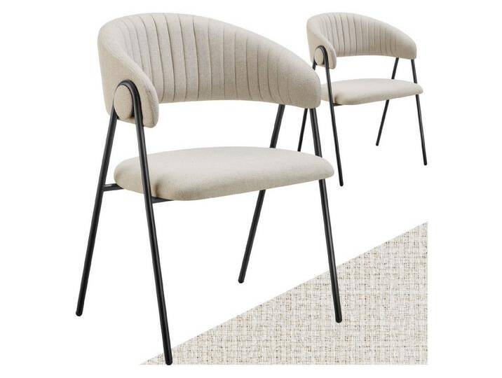 tectake Esszimmerstuhl Armlehnstuhl (2er Set, 2 St), Webstoff & gepolstert, grau, greige von tectake