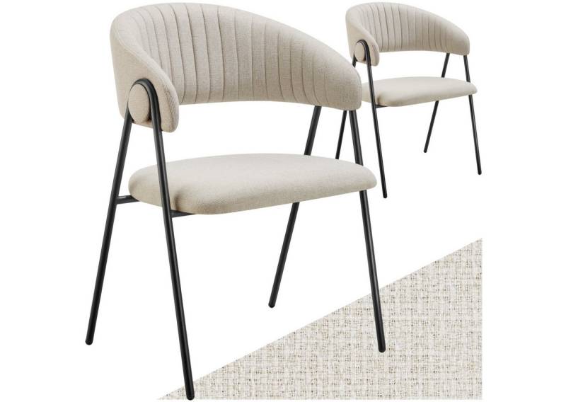 tectake Esszimmerstuhl Armlehnstuhl (2er Set, 2 St), Webstoff & gepolstert von tectake