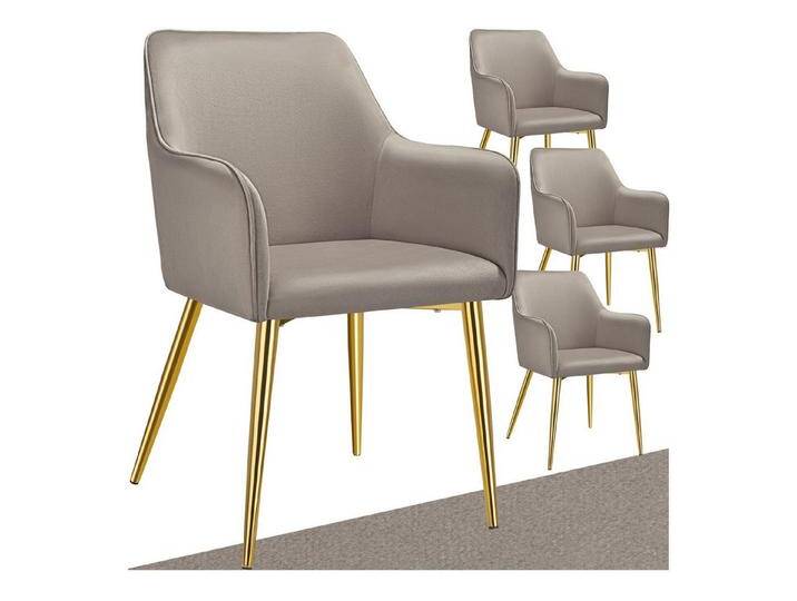 tectake Esszimmerstuhl Armlehnstuhl Avane, Samtoptik, gepolstert (Set, 4 St), Durchgehende, ergonomische Arm- und Rückenlehne, braun, 4 St., taupe von tectake