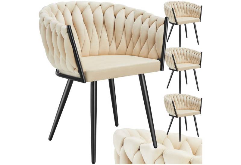 tectake Esszimmerstuhl Astano (4er Set, 4 St), gepolstert, mit Samtbezug, Knotendesign von tectake