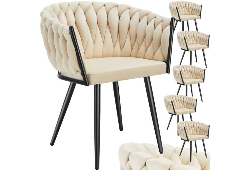 tectake Esszimmerstuhl Astano (6er Set, 6 St), gepolstert, mit Samtbezug, Knotendesign von tectake