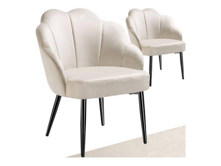 tectake Esszimmerstuhl Cocktailsessel (2er Set, 2 St), gepolstert, mit Samtbezug, schwarz beige, 2 St. von tectake