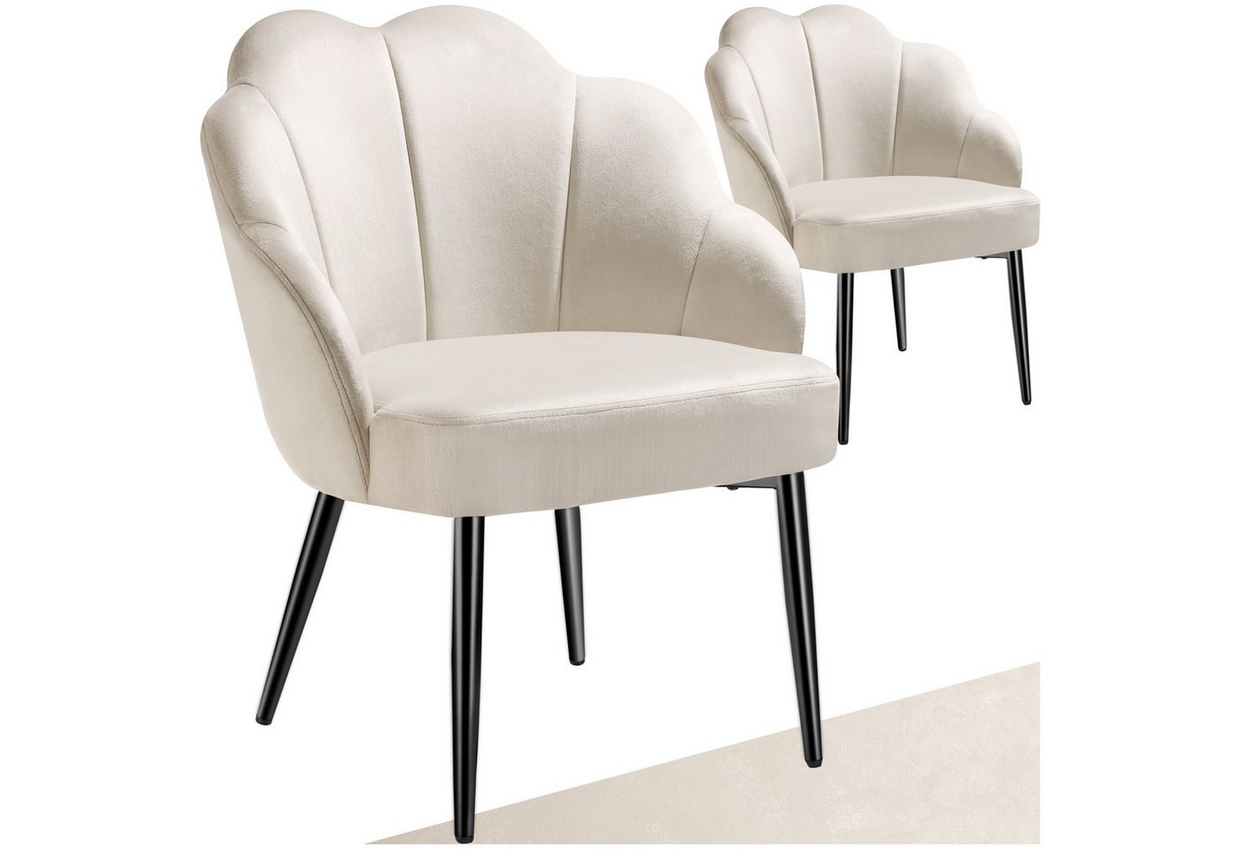tectake Esszimmerstuhl Cocktailsessel Hellen, gepolstert mit Samtbezug (Set., 2 St), Bequeme Polsterung dank superdicker und hochdichte Schaumstofffüllung von tectake