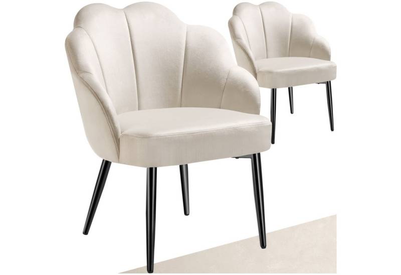 tectake Esszimmerstuhl Cocktailsessel Hellen, gepolstert mit Samtbezug (Set., 2 St), Bequeme Polsterung dank superdicker und hochdichte Schaumstofffüllung von tectake