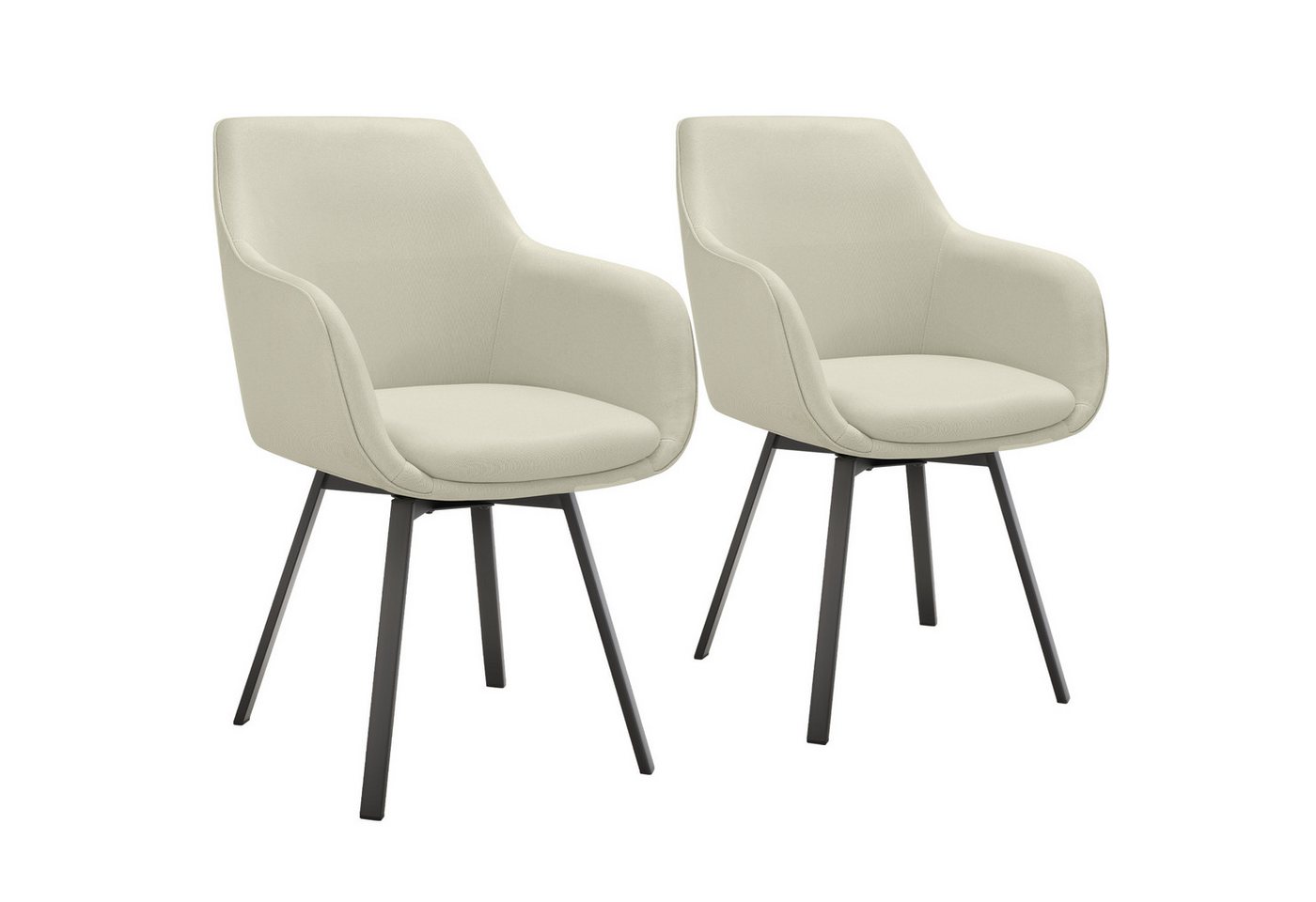 tectake Esszimmerstuhl Drehbarer Armlehnstuhl (2er Set, 2 St), gepolstert von tectake