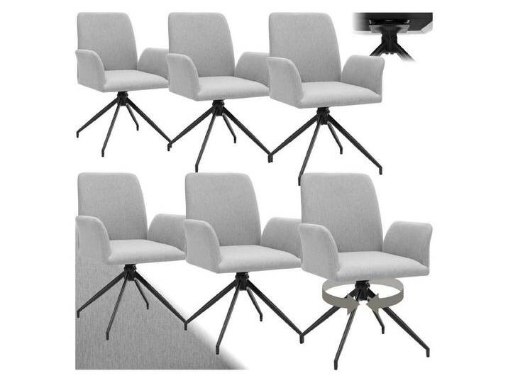 tectake Esszimmerstuhl Drehbarer Armlehnstuhl Daya, robuster Webstoff, gepolstert (Set, 6 St), Bequeme Polsterung der Sitzfläche sowie der Arm- und Rückenlehne, grau von tectake