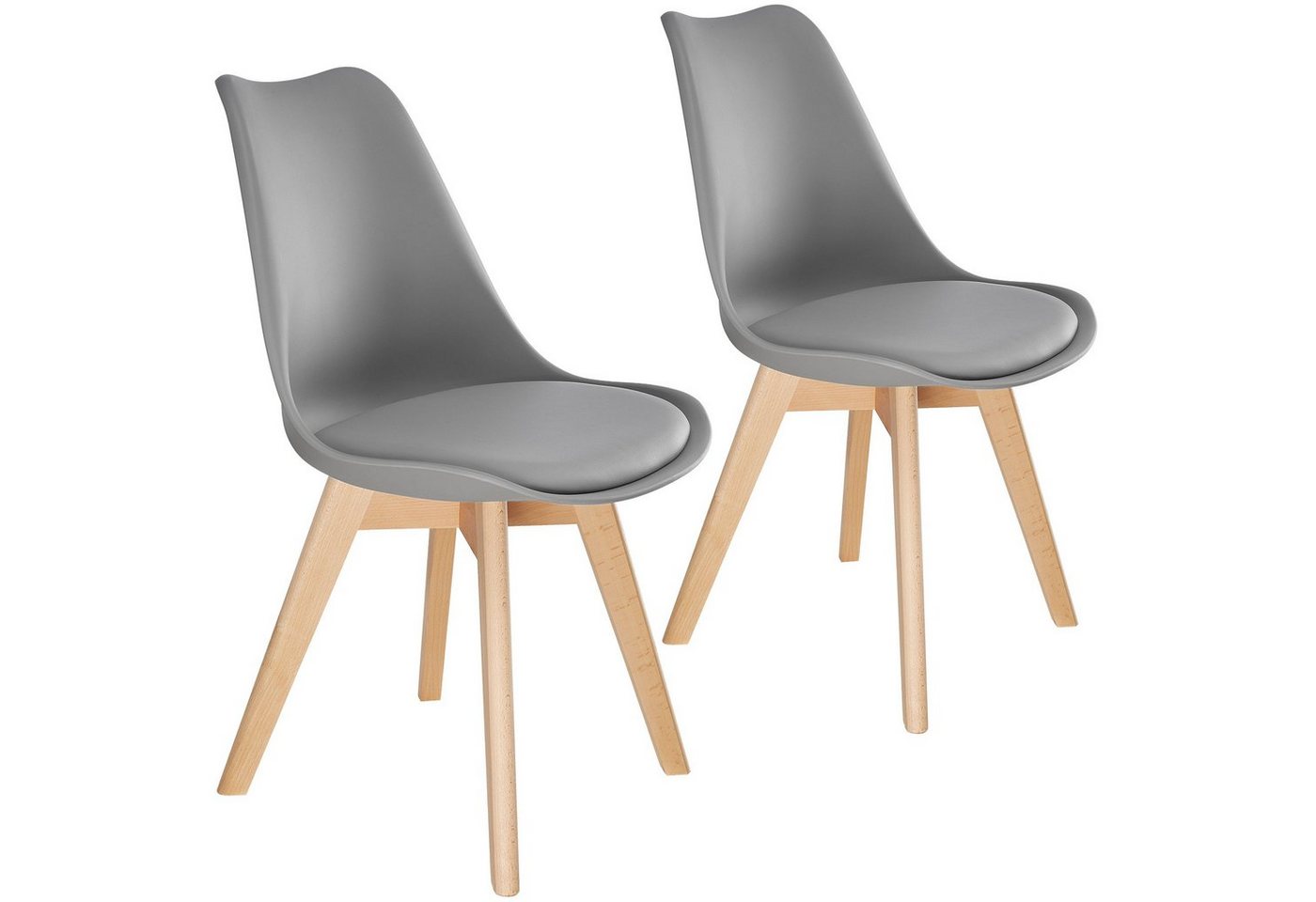 tectake Esszimmerstuhl 2er Set Esszimmerstuhl (2er Set, 2 St), gepolsterte Sitzfläche von tectake