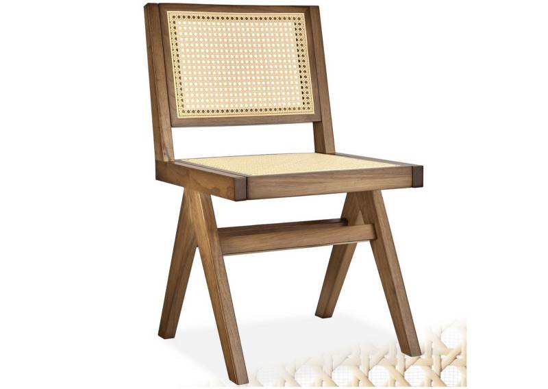 tectake Esszimmerstuhl Holzstuhl Lissy mit Wiener Geflecht, Belastbarkeit 120 kg (Set., 1 St), Große Rückenlehne und Sitzfläche mit schickem Wiener Geflecht von tectake