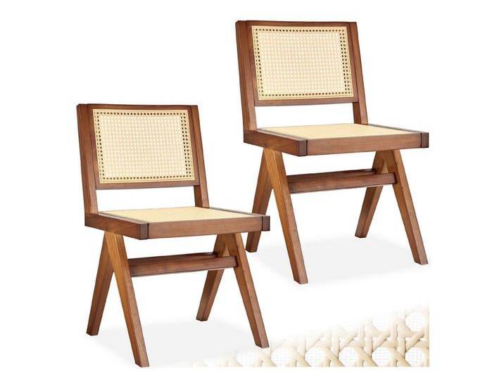 tectake Esszimmerstuhl Holzstuhl Lissy mit Wiener Geflecht, Belastbarkeit 120 kg (Set., 2 St), Große Rückenlehne und Sitzfläche mit schickem Wiener Geflecht von tectake