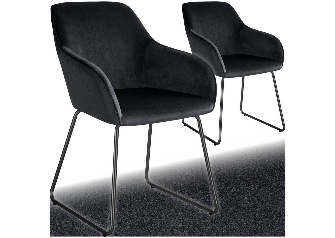 tectake Esszimmerstuhl Jeane (2er Set, 2 St), gepolstert, in Samtoptik von tectake