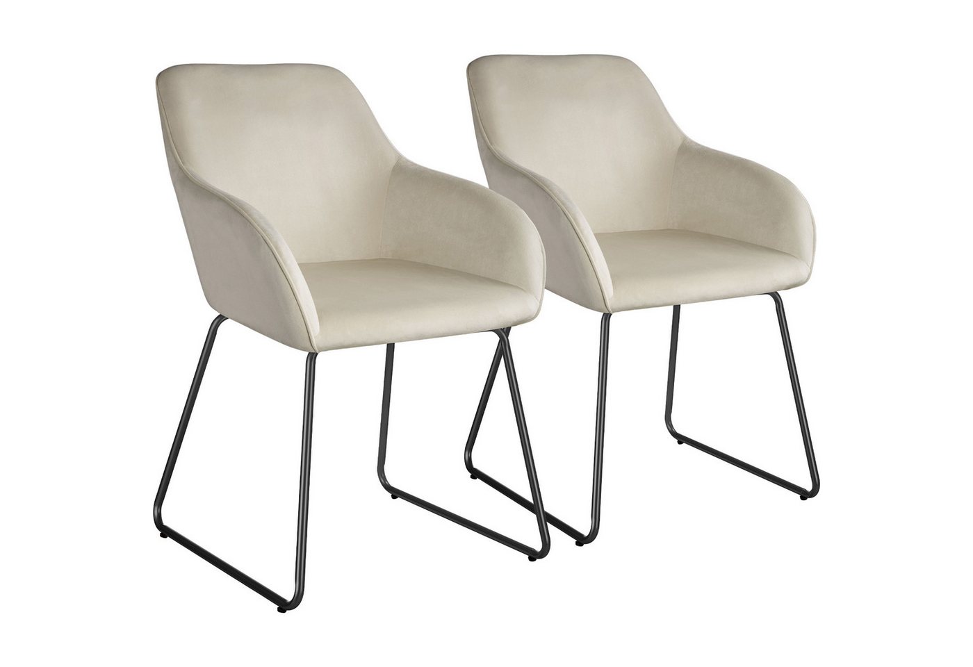 tectake Esszimmerstuhl Jeane (2er Set, 2 St), gepolstert, in Samtoptik von tectake