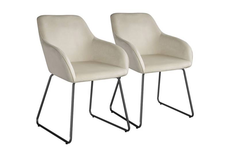 tectake Esszimmerstuhl Jeane (2er Set, 2 St), gepolstert, in Samtoptik von tectake