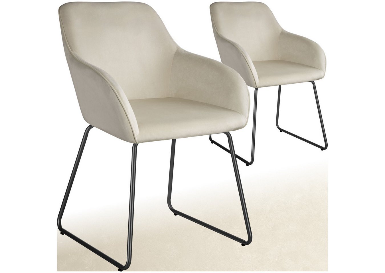 tectake Esszimmerstuhl Jeane (2er Set, 2 St), gepolstert, in Samtoptik von tectake