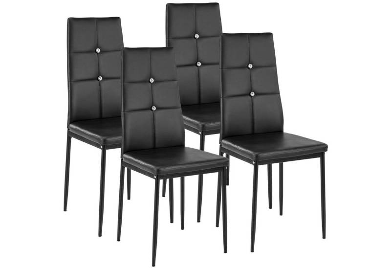 tectake Esszimmerstuhl 4er Set Esszimmerstuhl (4er Set, 4 St), gepolstert mit Kunstlederbezug von tectake