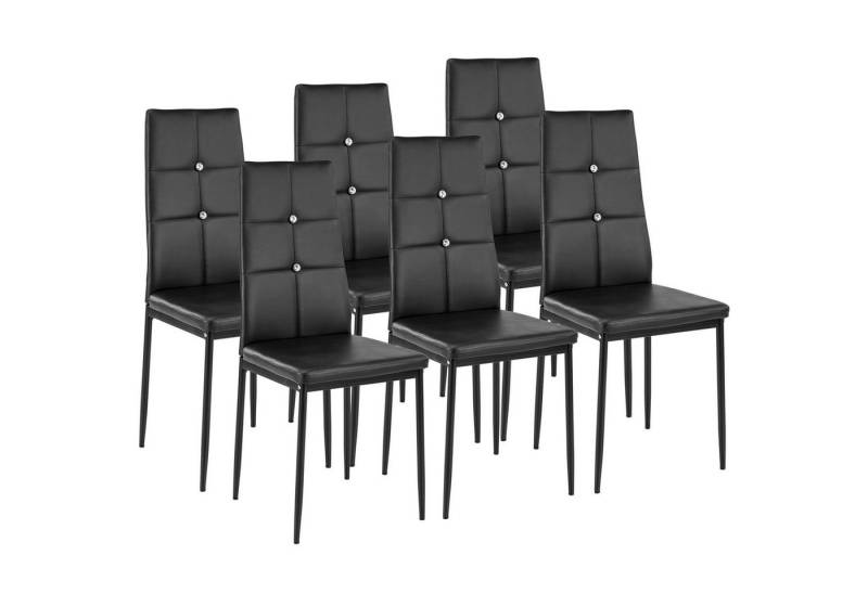 tectake Esszimmerstuhl 6er Set Esszimmerstuhl (6er Set, 6 St), gepolstert mit Kunstlederbezug von tectake