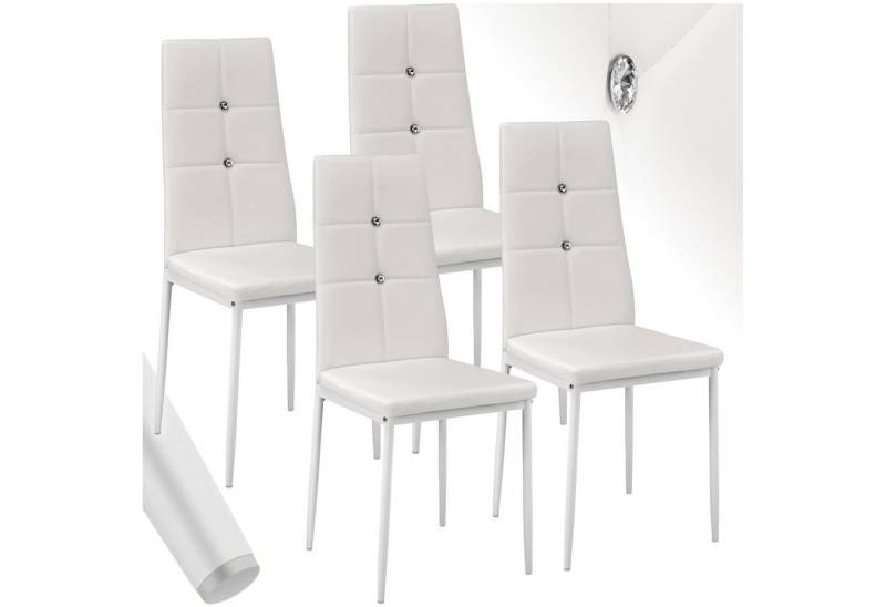 tectake Esszimmerstuhl Küchenstühle, Kunstleder mit Glitzersteinen (Set, 4 St), Schickes Design mit Glitzersteinen von tectake