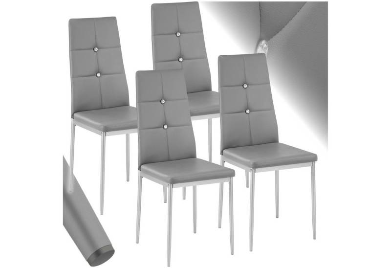 tectake Esszimmerstuhl Küchenstühle, Kunstleder mit Glitzersteinen (Set, 4 St), Schickes Design mit Glitzersteinen von tectake