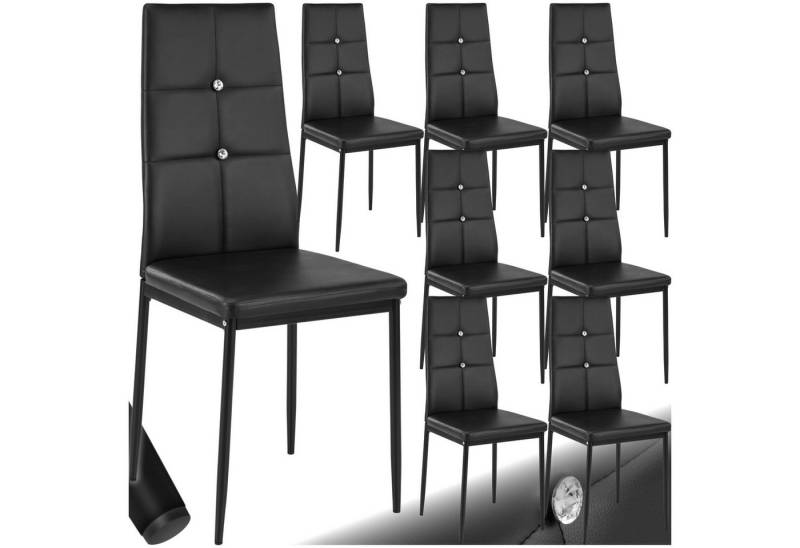 tectake Esszimmerstuhl Küchenstühle, Kunstleder mit Glitzersteinen (Set, 8 St), Schickes Design mit Glitzersteinen von tectake