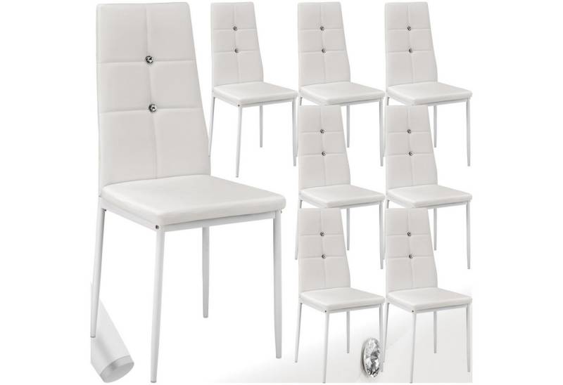tectake Esszimmerstuhl Küchenstühle, Kunstleder mit Glitzersteinen (Set, 8 St), Schickes Design mit Glitzersteinen von tectake