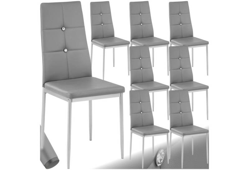 tectake Esszimmerstuhl Küchenstühle, Kunstleder mit Glitzersteinen (Set, 8 St), Schickes Design mit Glitzersteinen von tectake