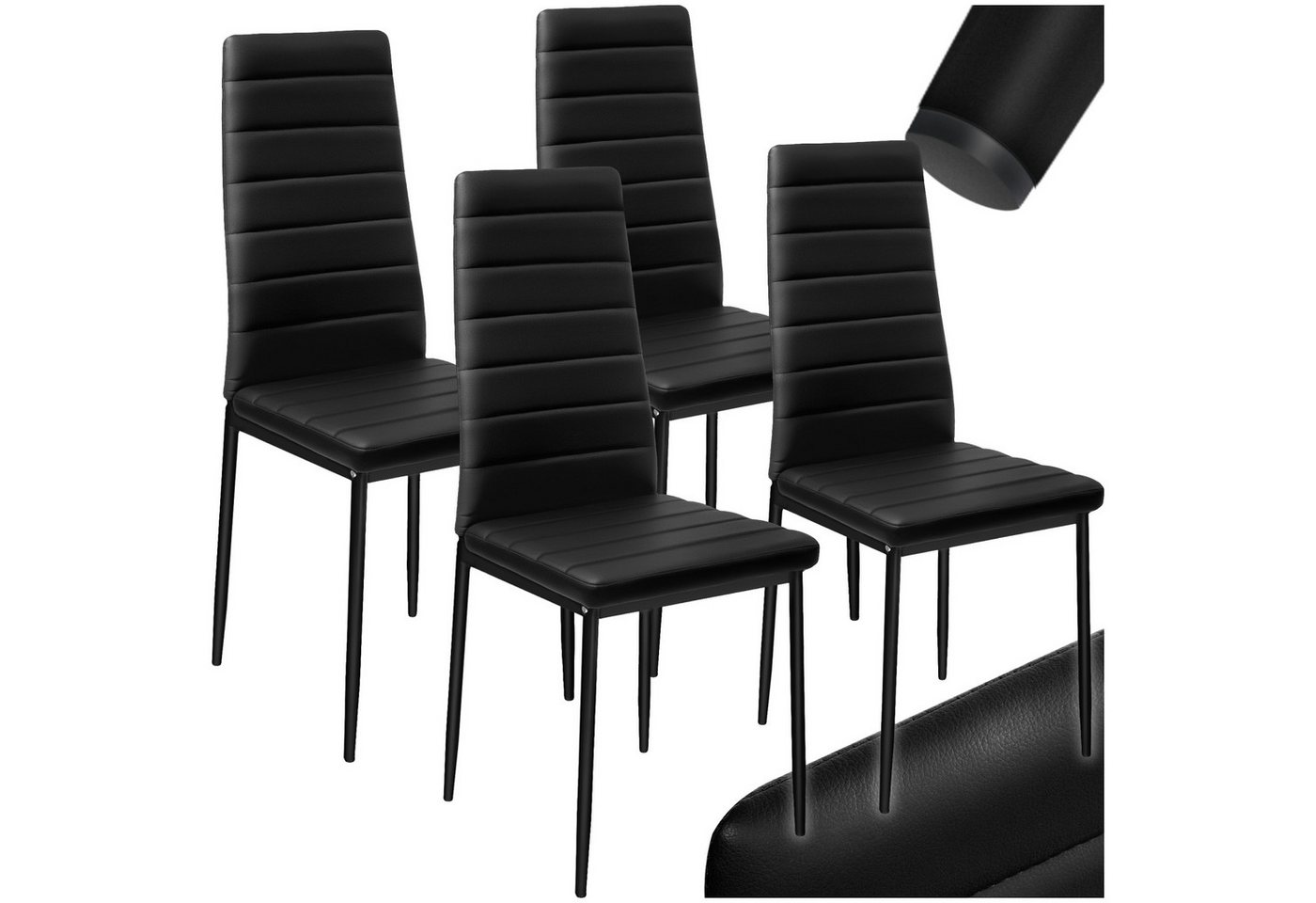 tectake Esszimmerstuhl Küchenstühle Kunstleder (Set, 4 St), Leicht, weich, sehr bequem und verfügen über einen hohen Sitzkomfort von tectake