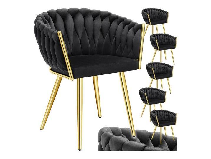 tectake Esszimmerstuhl Küchenstuhl Astano, Belastbarkeit 120 kg, schwarz/gold (Set., 6 St), Extra feiner Samtbezug für ein superweiches Sitzerlebnis von tectake