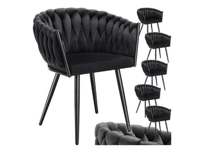 tectake Esszimmerstuhl Küchenstuhl Astano, Belastbarkeit 120 kg, schwarz (Set., 6 St), Extra feiner Samtbezug für ein superweiches Sitzerlebnis von tectake