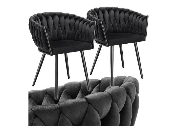 tectake Esszimmerstuhl Küchenstuhl Astano, Belastbarkeit 120 kg, schwarz (Set., 2 St), Extra feiner Samtbezug für ein superweiches Sitzerlebnis von tectake