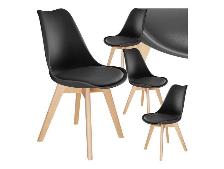 tectake Esszimmerstuhl Küchenstuhl Frederikke ergonomisch, mit Filzgleiter, 49x53x82 cm (Set, 4 St), Strapazierfähige Polsterung für großen Sitzkomfort, schwarz von tectake