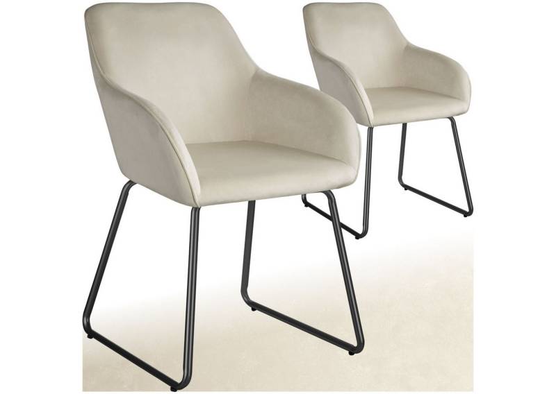 tectake Esszimmerstuhl Küchenstuhl Jeane, Samtoptik, Kufengestell (Set, 2 St), Erstklassiger Komfort dank hochdichter Schaumstoffpolsterung von tectake