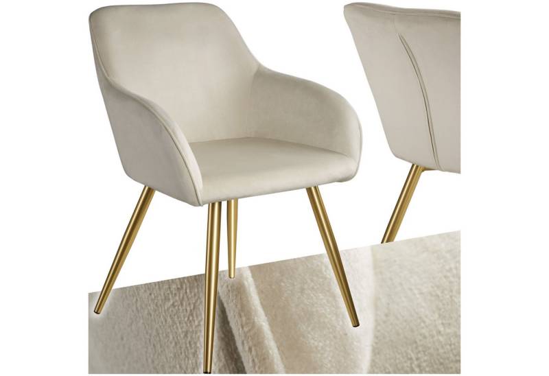 tectake Esszimmerstuhl Küchenstuhl Marilyn Samtoptik, goldene Stuhlbeine (Set, 1 St), Vielseitig verwendbar und kombinierbar von tectake