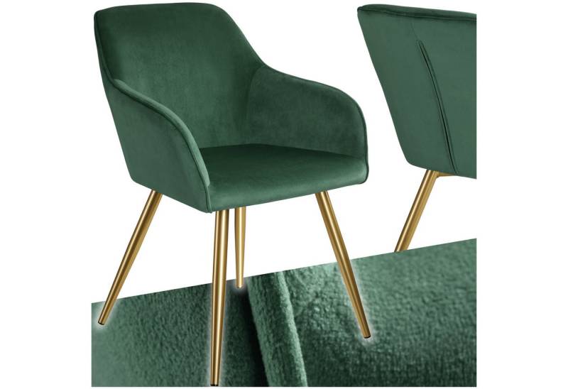 tectake Esszimmerstuhl Küchenstuhl Marilyn Samtoptik, goldene Stuhlbeine (Set., 1 St), Vielseitig verwendbar und kombinierbar von tectake