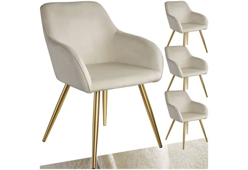 tectake Esszimmerstuhl Küchenstuhl Marilyn Samtoptik, goldene Stuhlbeine (Set, 4 St), Vielseitig verwendbar und kombinierbar von tectake