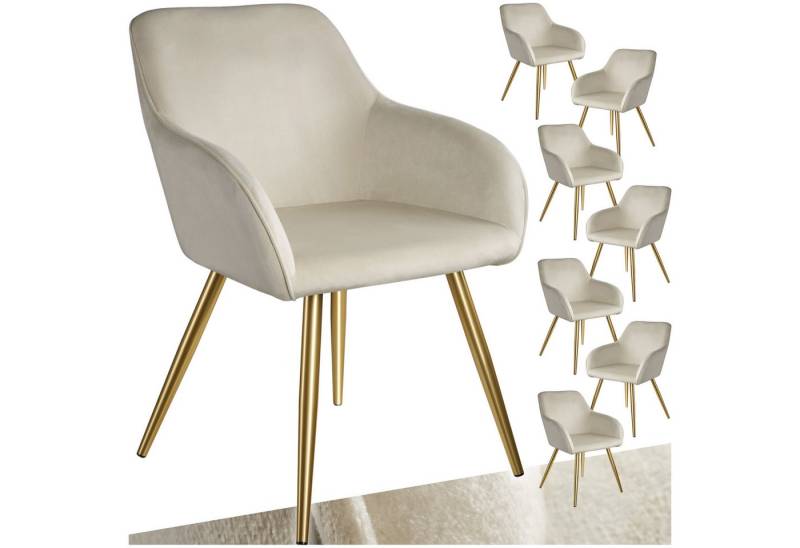 tectake Esszimmerstuhl Küchenstuhl Marilyn Samtoptik, goldene Stuhlbeine (Set., 8 St), Vielseitig verwendbar und kombinierbar von tectake