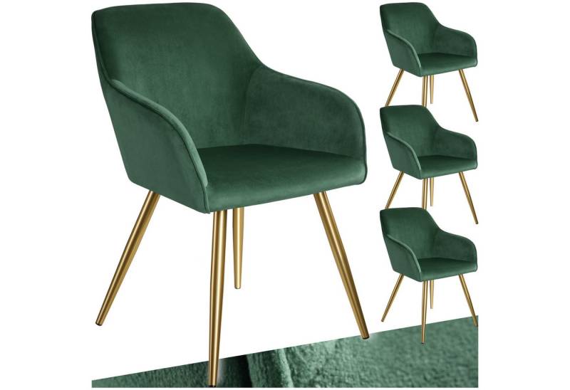 tectake Esszimmerstuhl Küchenstuhl Marilyn Samtoptik, goldene Stuhlbeine (Set, 4 St), Vielseitig verwendbar und kombinierbar von tectake