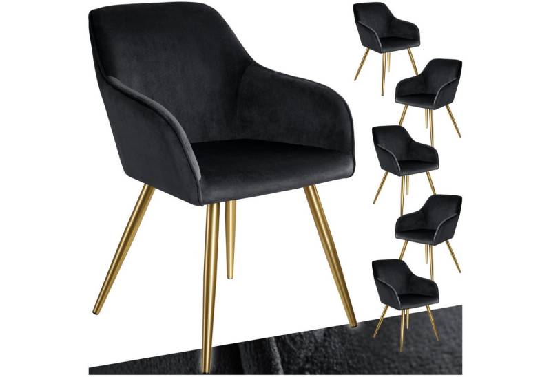 tectake Esszimmerstuhl Küchenstuhl Marilyn Samtoptik, goldene Stuhlbeine (Set., 6 St), Vielseitig verwendbar und kombinierbar von tectake