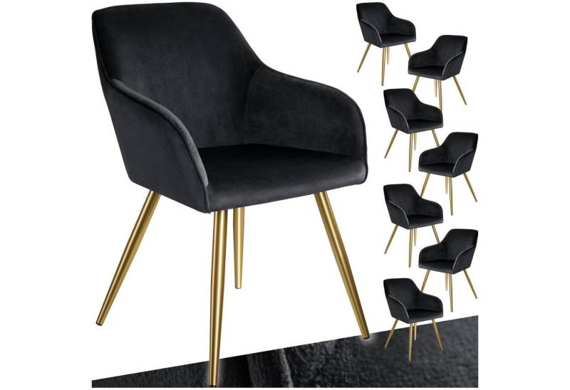 tectake Esszimmerstuhl Küchenstuhl Marilyn Samtoptik, goldene Stuhlbeine (Set., 8 St), Vielseitig verwendbar und kombinierbar von tectake