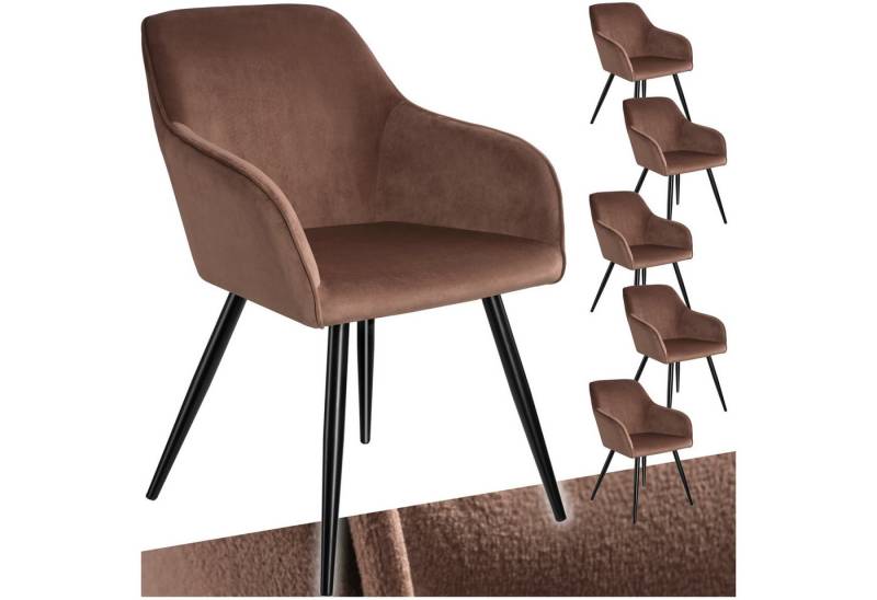 tectake Esszimmerstuhl Küchenstuhl Marilyn Samtoptik, schwarze Stuhlbeine (Set, 6 St), Vielseitig verwendbar und kombinierbar von tectake