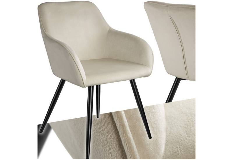 tectake Esszimmerstuhl Küchenstuhl Marilyn Samtoptik, schwarze Stuhlbeine (Set., 1 St), Vielseitig verwendbar und kombinierbar von tectake