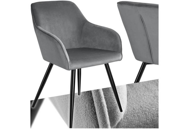 tectake Esszimmerstuhl Küchenstuhl Marilyn Samtoptik, schwarze Stuhlbeine (Set., 1 St), Vielseitig verwendbar und kombinierbar von tectake
