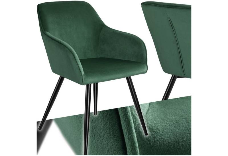 tectake Esszimmerstuhl Küchenstuhl Marilyn Samtoptik, schwarze Stuhlbeine (Set, 1 St), Vielseitig verwendbar und kombinierbar von tectake