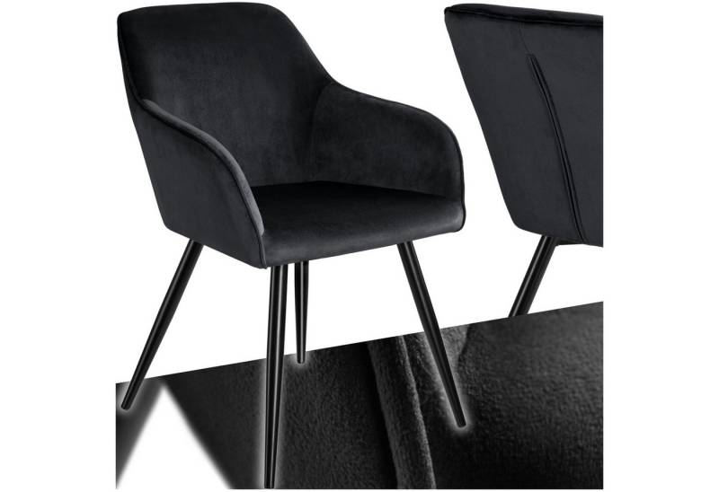 tectake Esszimmerstuhl Küchenstuhl Marilyn Samtoptik, schwarze Stuhlbeine (Set, 1 St), Vielseitig verwendbar und kombinierbar von tectake